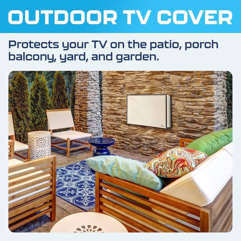 Garnetics Outdoor TV Cover 43 Inch â€“ Waterproof, Weatherproof TV Enclosures with Smart Shield Screen Protectors, Ideal for Outdoor Use, Moving, and Storage - Beige - Image 3